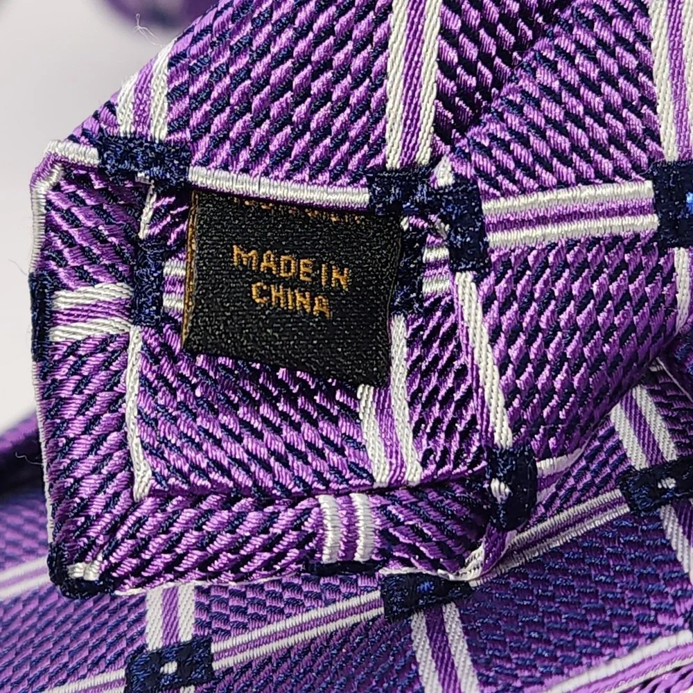 Jos. A. Bank Reserve Mens Silk Tie Purple Geometric‎ Grid Plaid Woven Necktie